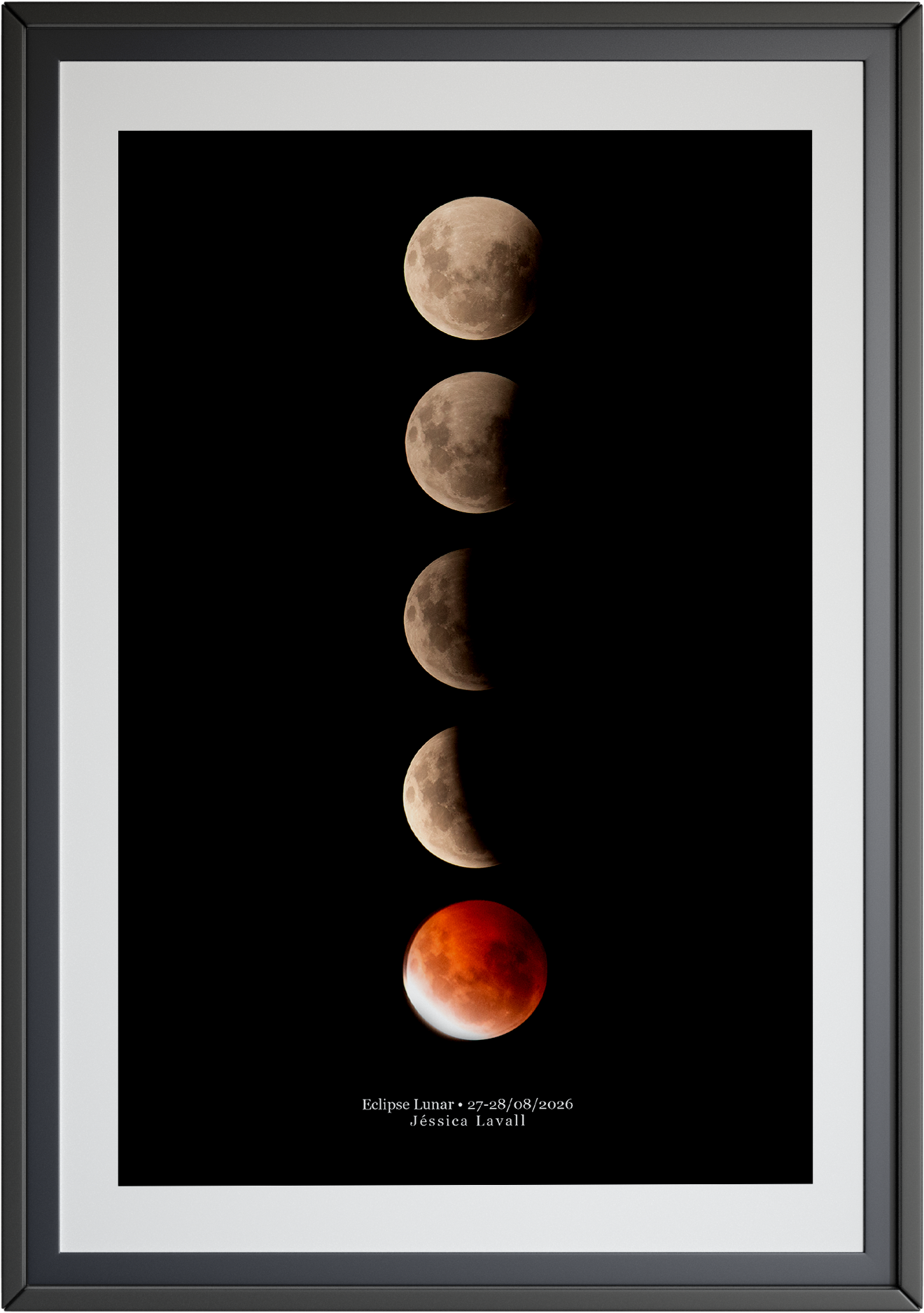 Sequência vertical das fases de um eclipse lunar